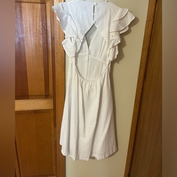 Lulus Ruffle Midi White dress - Picture 4 of 7